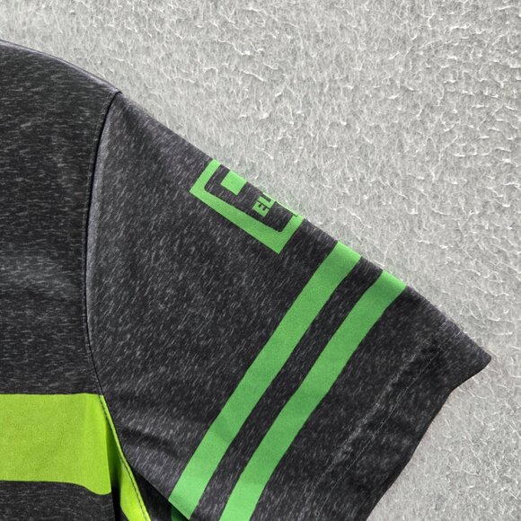 7 Eleven Men Shirt Small Black Green Striped Logo Short Sleeve V Neck Tee - Picture 10 of 10